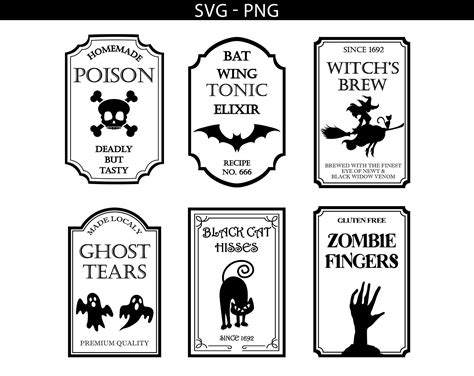 Etiquetas De Botellas De Halloween Svg Png Etiquetas Transparentes