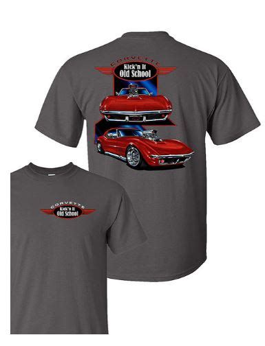 C3 1968 1982 Chevrolet Corvette Kickin It Old School Gray T Shirt Choose Size Auto