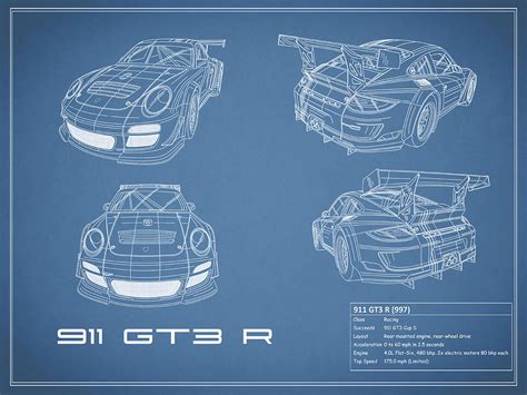 911 Gt3 R Blueprint Photograph By Mark Rogan Pixels