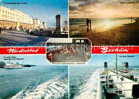 AK Ansichtskarte Borkum Nordseebad Promenade Kurhaus Abends Am Strand