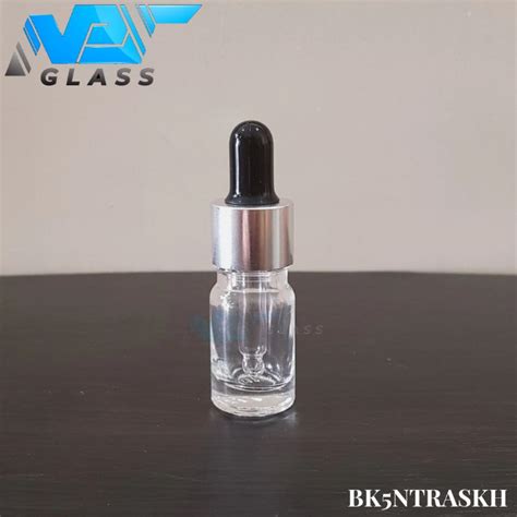 Jual Botol Kaca Pipet Ml Bening Tebal Ring Almunium Silver Shopee