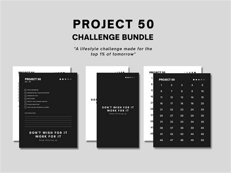 Project 50 Challenge Bundle Habit Checklist Calendar Wallpaper And