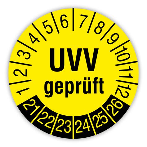 Prüfplaketten UVV geprüft 2021 bis 2026 selbstklebende Etiketten