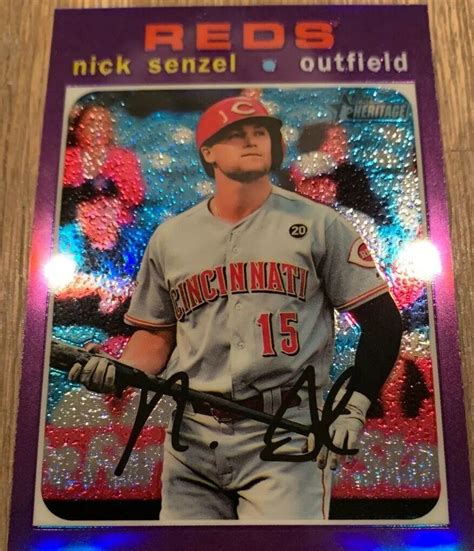 Topps Heritage Hot Box Purple Chrome Refractor Nick Senzel Reds