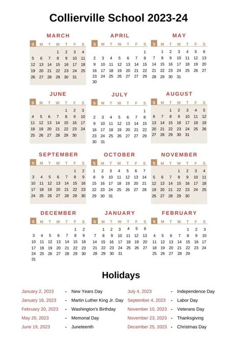 Collierville Schools Calendar 2023-24 With Holidays