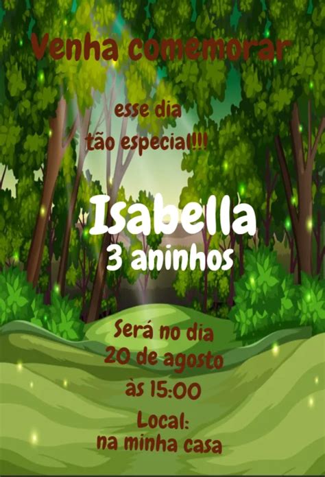 Fazer Convite Online de aniversário florestaEdite Online