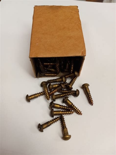 144pcs 10 X 7 8 Wood Screws Solid Brass Round Head Slotted Made In Usa Ebay