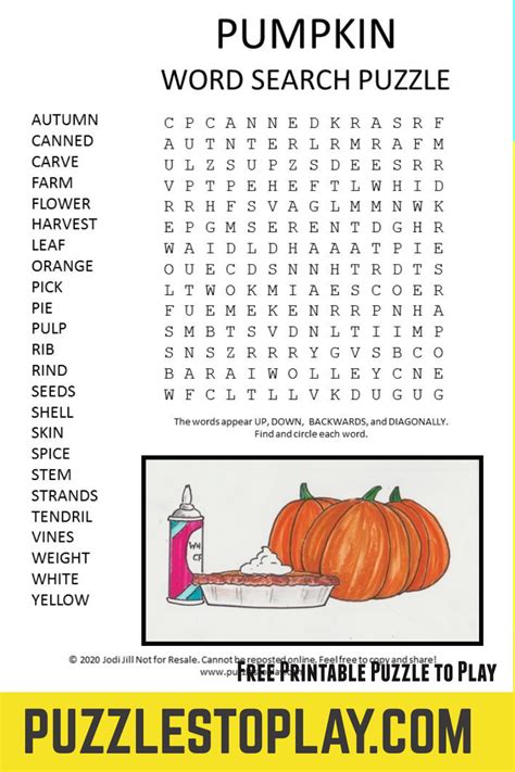 Pumpkin Word Search Artofit