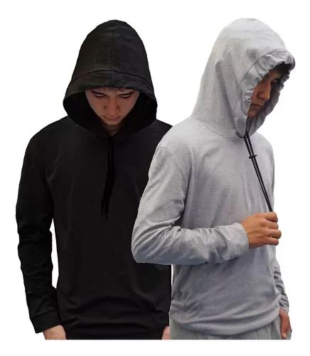 Playera Manga Larga Con Gorro Hombre 2 Piezas Envio Gratis Meses