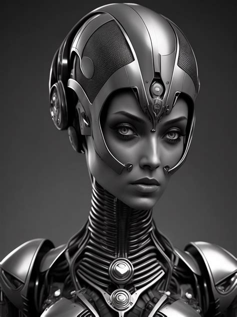 Premium Free Ai Images Female Robot Giger Style Black And White High