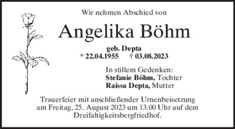 Traueranzeigen von Angelika Böhm Mittelbayerische Trauer