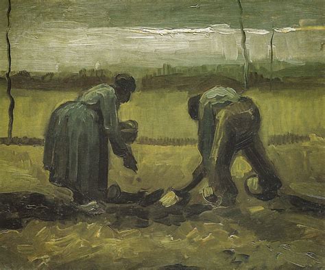 Vincent Van Gogh Peasant And Peasant Woman Planting Potatoes 1885 At