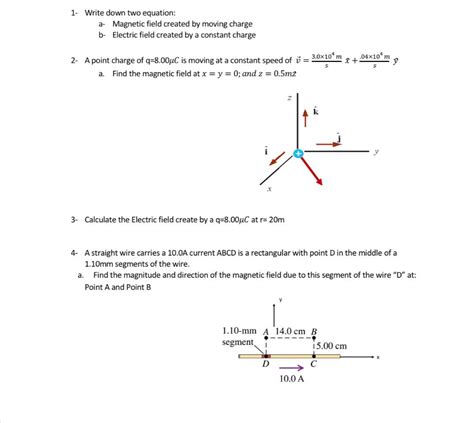 Solved 1-Write down two equation: a- Magnetic field created | Chegg.com