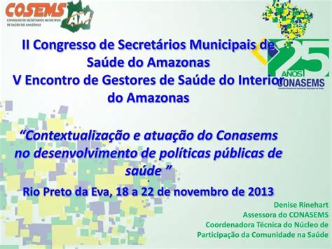 PPT II Congresso de Secretários Municipais de Saúde do Amazonas