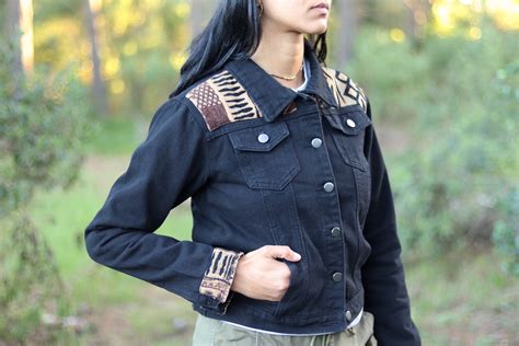 Women's Limited Edition 'Khoisan' Black Denim Jacket - NAVA APPAREL SA