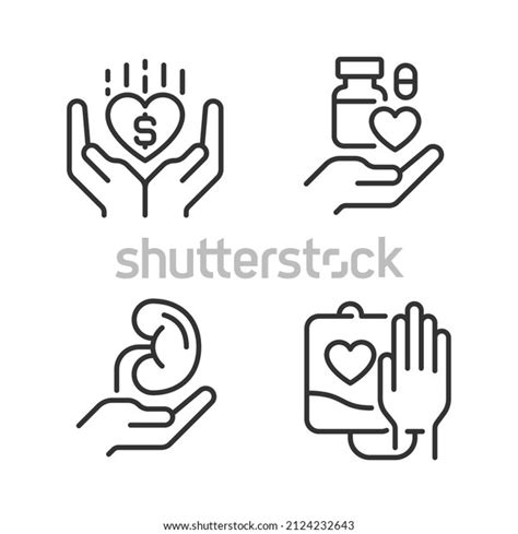 Donation Healthcare Organizations Pixel Perfect Linear Stock Vector