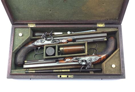 Flintlock John Manton And Son Duelling Pistols Very Fine Cased Pair