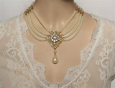 Bridal Pearl Necklace Pearls Chocker Necklace By Mylittlebride