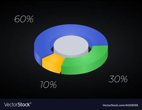 3d Donut Chart Infographic Concept With Three Vector Image