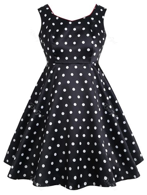 Off Plus Size Polka Dot Sleeveless Dress Rosegal