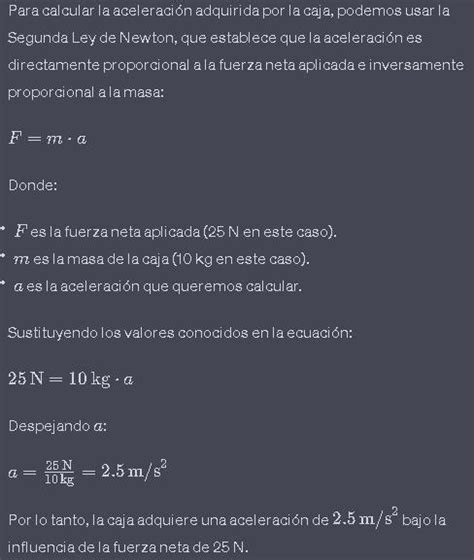 C Sobre Una Caja De Kg De Masa Inicialmente En Reposo Se Ejerce