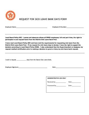 Fillable Online Request For Sick Leave Bank Days Form Fax Email Print