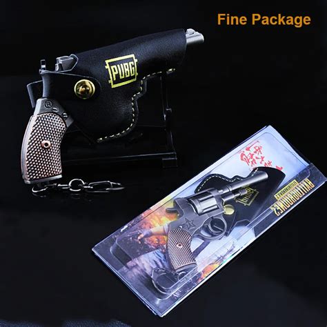 12cm PUBG R1895 Revolver Gun Model Keychain Metal Alloy Holster Weapon