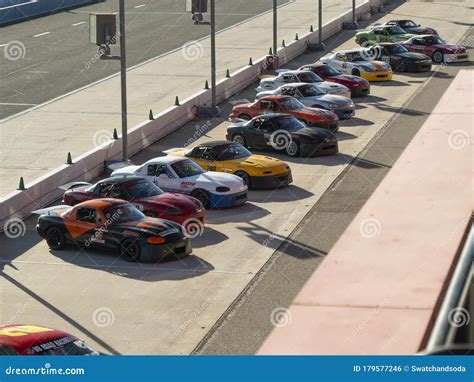 Fontana California Usa Nov Race Cars Lined Up At Auto Club