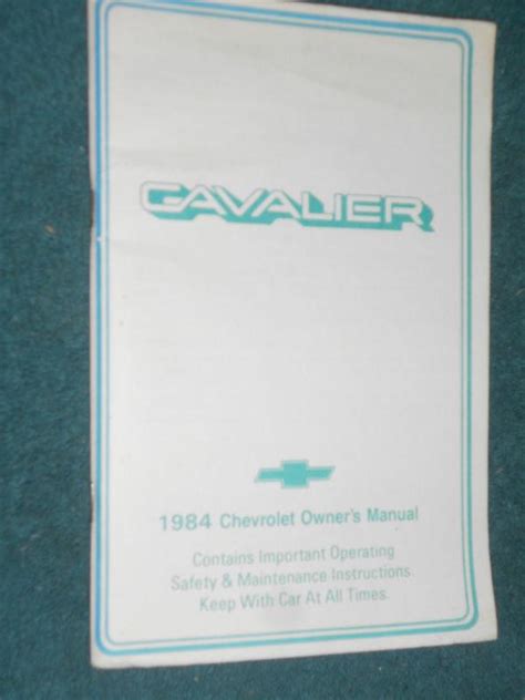 Sell 1984 CHEVROLET CAVALIER OWNERS MANUAL ORIGINAL GUIDE BOOK In