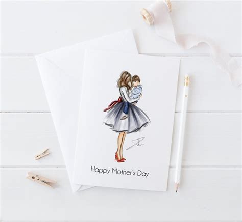 Mother and Son Mother's Day Card Mother's Day Card | Etsy