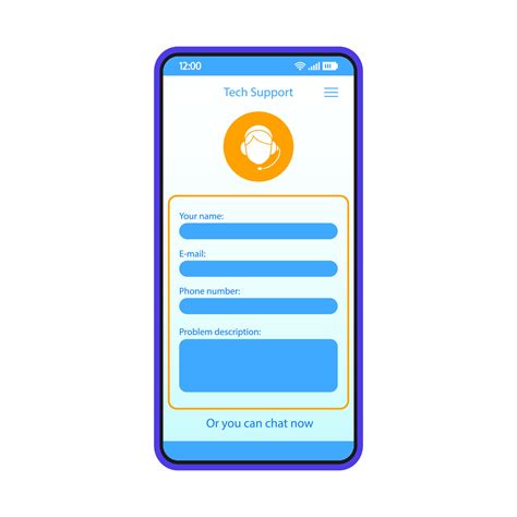 Tech support smartphone interface vector template. Mobile app blue