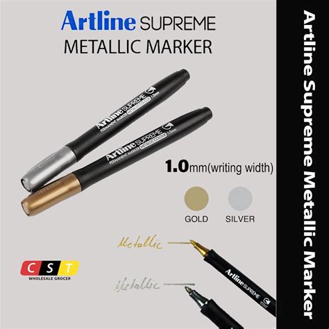 Artline Supreme Metallic Marker Silver Gold 10mm Shopee Malaysia