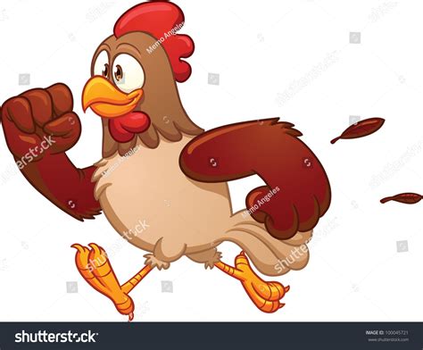 Cartoon Running Chicken Vector Illustration Simple Stock Vector ...