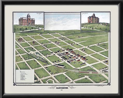 Hartington, Nebraska 1855 (Color) Restored Map | Vintage City Maps