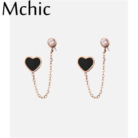 Mchic nueva moda corazón geométrico doble pendientes agujero