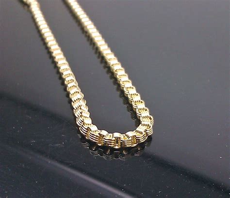 Real Mens 10k Yellow Gold Byzantine Box Chain Necklace 24 Inch 5mm Rea