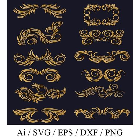 Golden Flourish Svg Flourish Svg Swoosh Svg Decorative Ornaments Svg