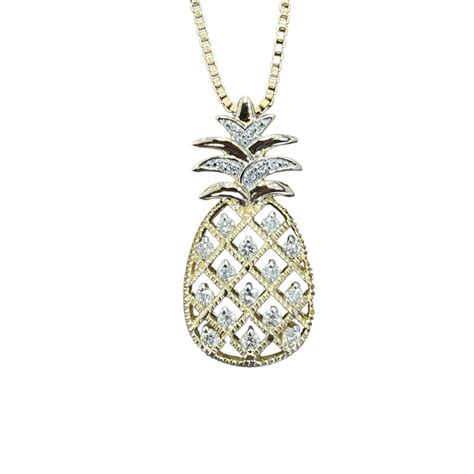 Signature Collection 14k Yellow Gold Diamond Pineapple Pendant