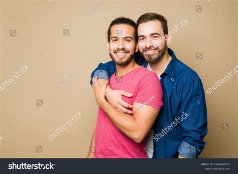 Attractive Happy Gay Couple Hugging Smiling Stock Photo Shutterstock