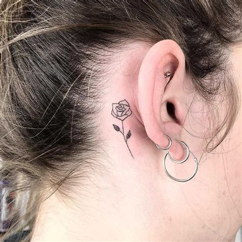 Rose Behind Ear Tattoo At Tattoo