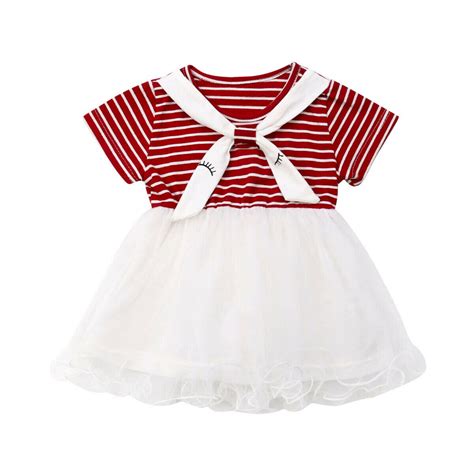 2019 emmamaby bebé recién nacido niñas vestido a rayas encaje malla