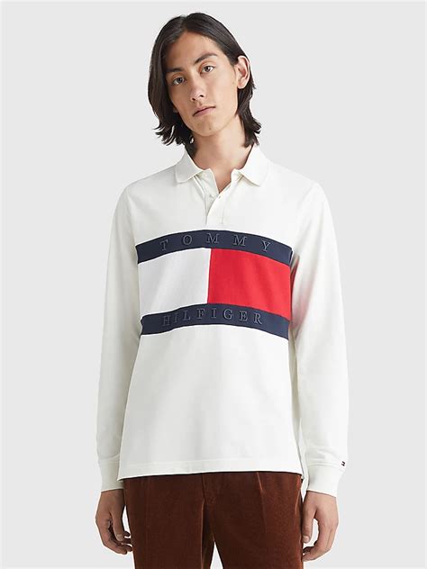 Colour Blocked Flag Long Sleeve Polo White Tommy Hilfiger