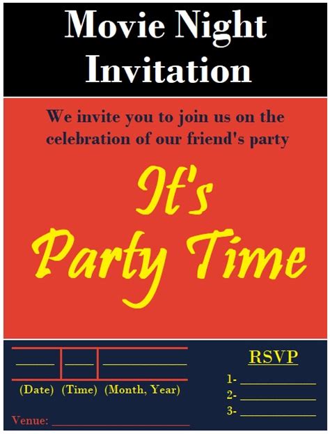 Movie Night Invitation Template MS Word | Free Word & Excel Templates