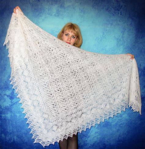 White Russian Orenburg Shawl Bridal Cape Wool Wrap Cover Up Inspire