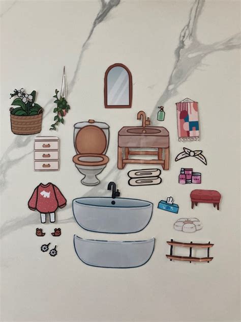 Toca Boca Paper Doll Bathroom 2 Furniture Etsy