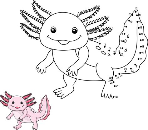 Dot To Dot Axolotl Coloring Page For Kids 8208215 Vector Art At Vecteezy