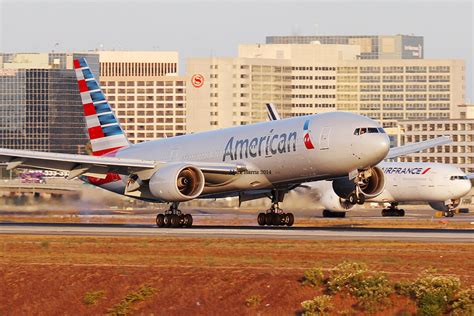 American Boeing 772 American Triple 7 Touching Down On Run Mark