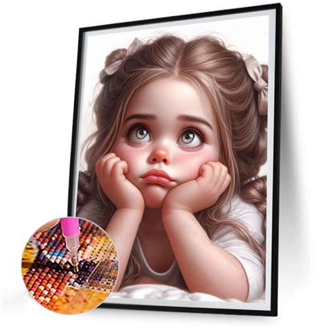 D Diy Full Round Drill Diamond Painting Big Eyes Cartoon Girl Kit