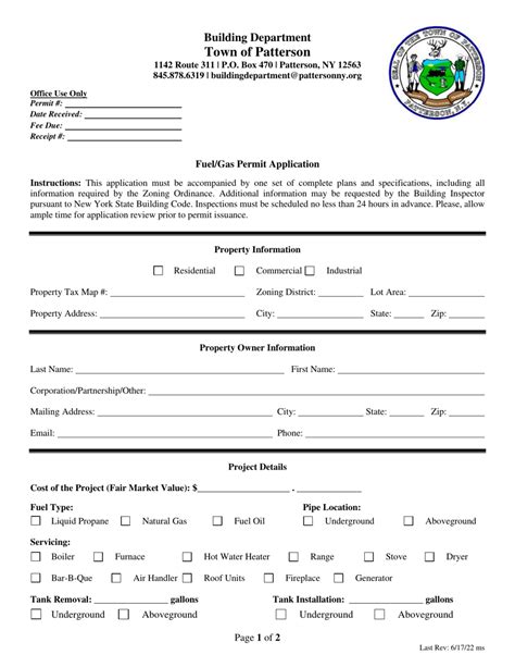 Town Of Patterson New York Fuel Gas Permit Application Fill Out