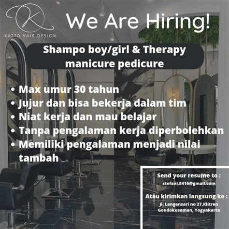 Lowongan Kerja Shampo Boy Girl Therapy Manicure Pedicure Di Katto